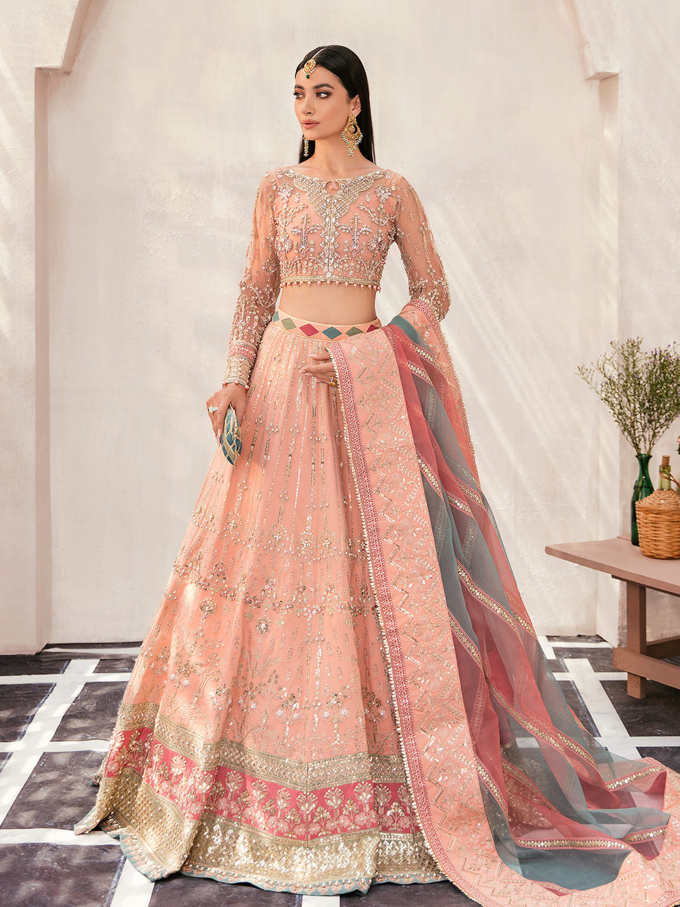 Gulaal | Wedding Formals | AFREEN GL-WS-22V1-29 (PEACH LEHNGA CHOLI) - Saira Saqlain