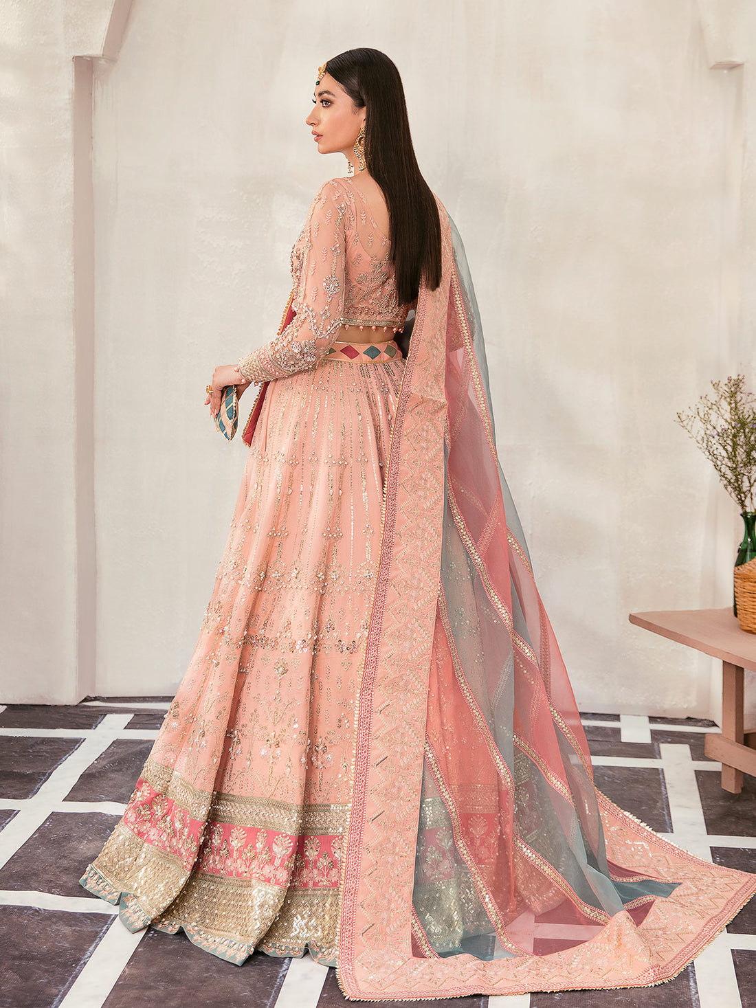 Gulaal | Wedding Formals | AFREEN GL-WS-22V1-29 (PEACH LEHNGA CHOLI) - Saira Saqlain
