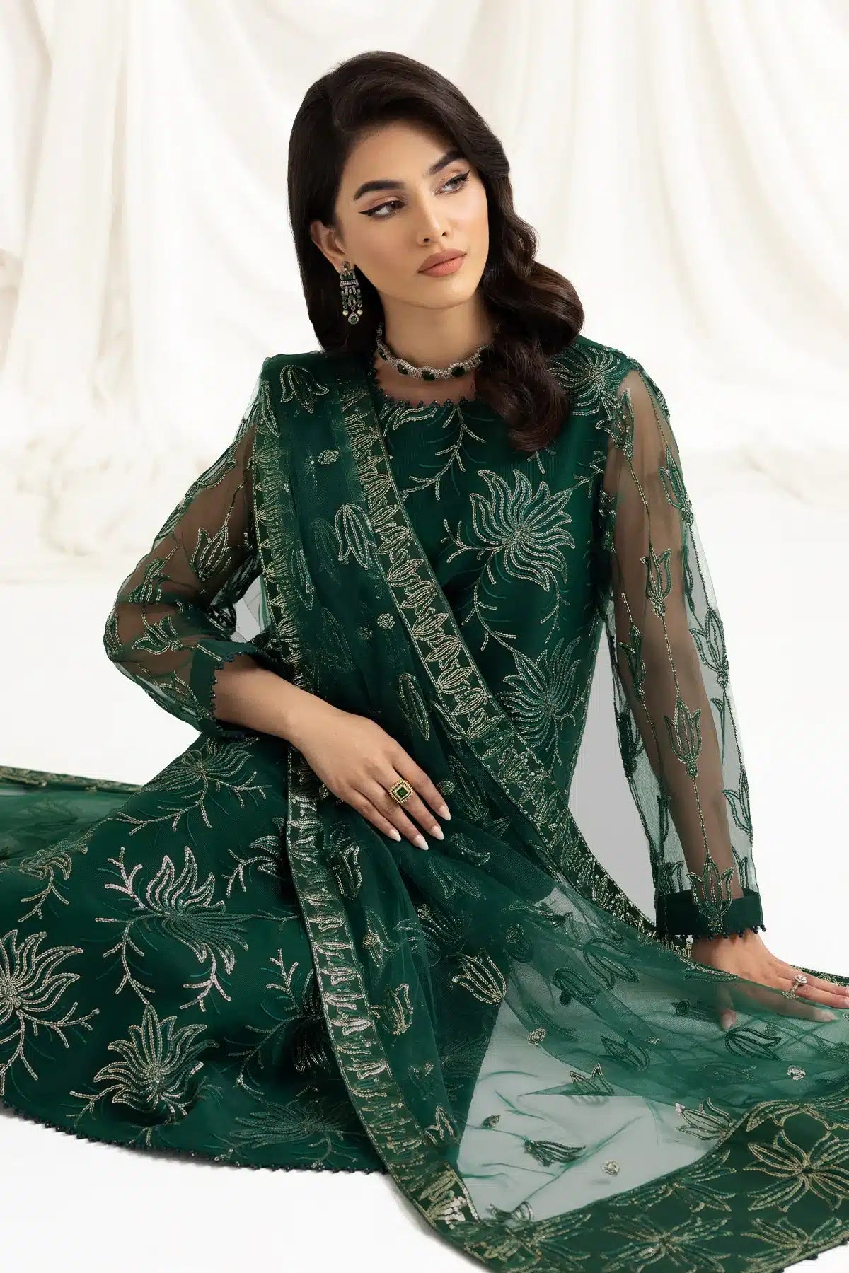 Alizeh | Dua Formals 23 | DUA-V02D05A-ELNAZ(GREEN) - Saira Saqlain