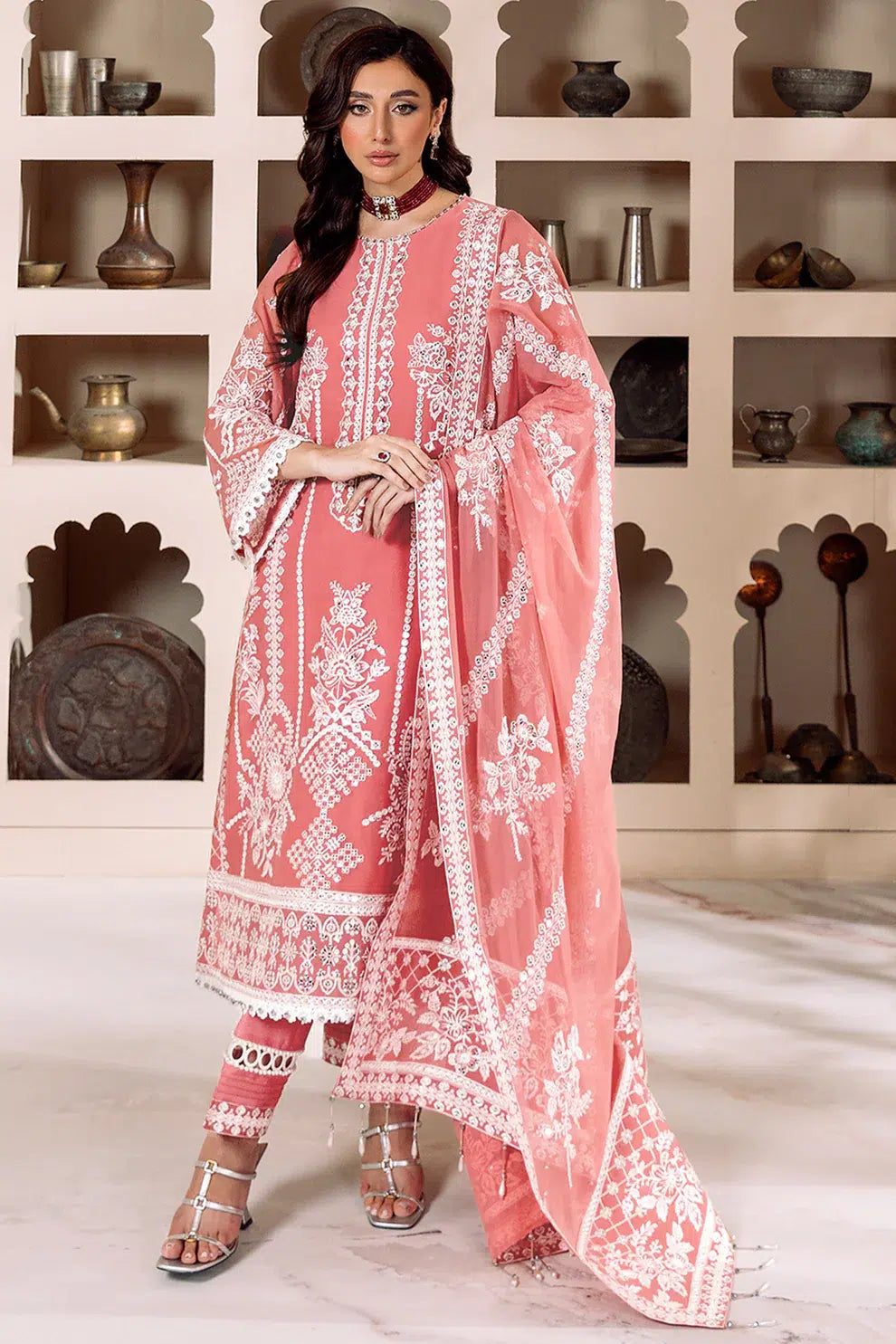 Alizeh | Dua Formals 23 | DUA-V01D04B- MEHRUNISA ( PINK ) - Saira Saqlain