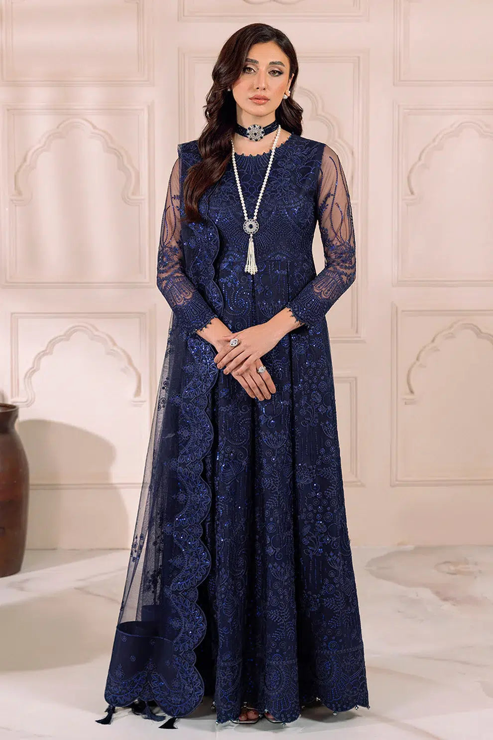 Alizeh | Dua Formals 23 | DUA-V01D01A- KHIRAD ( BLUE ) - Saira Saqlain