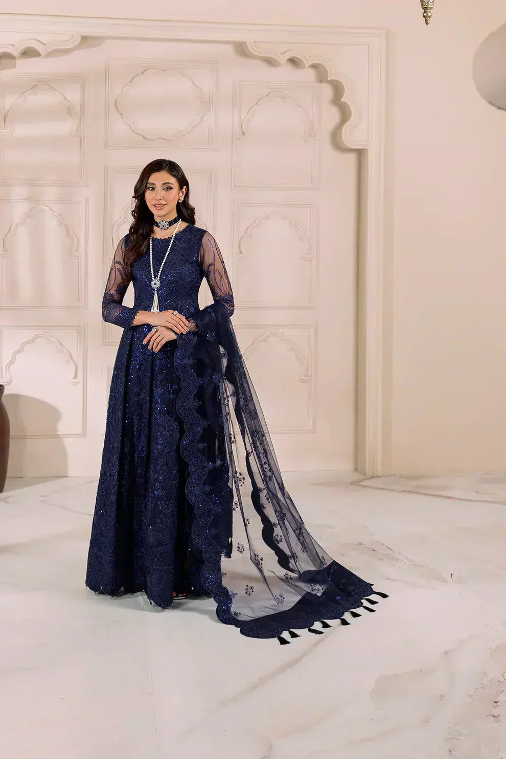 Alizeh | Dua Formals 23 | DUA-V01D01A- KHIRAD ( BLUE ) - Saira Saqlain