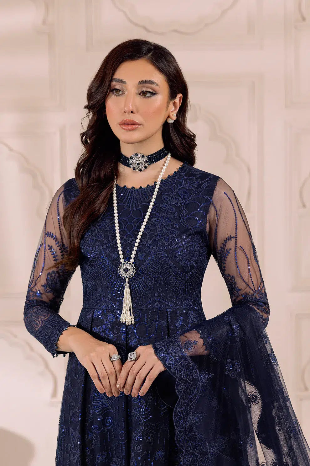 Alizeh | Dua Formals 23 | DUA-V01D01A- KHIRAD ( BLUE ) - Saira Saqlain
