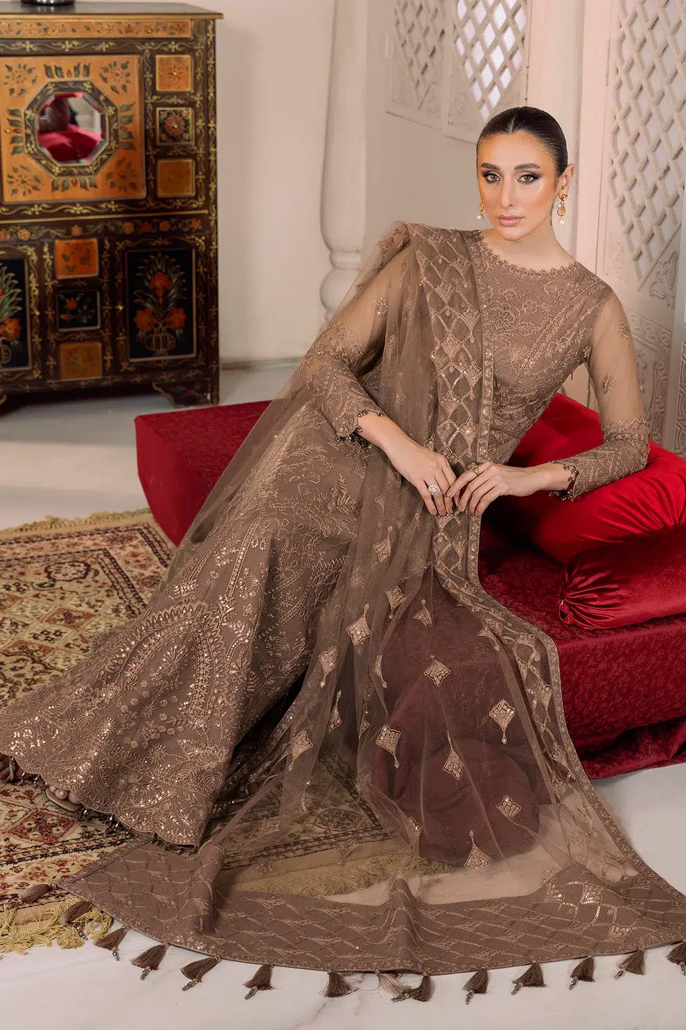 Alizeh | Dua Formals 23 | DUA-V01D05B- RYAN ( BEIGE ) - Saira Saqlain