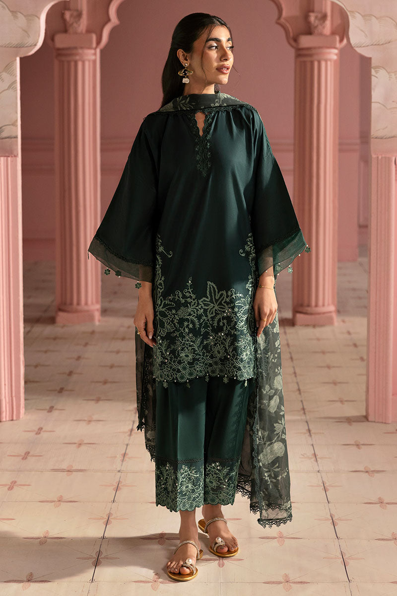 Cross Stitch | Premium Lawn 25 | VIRIDIAN GREEN - Saira Saqlain