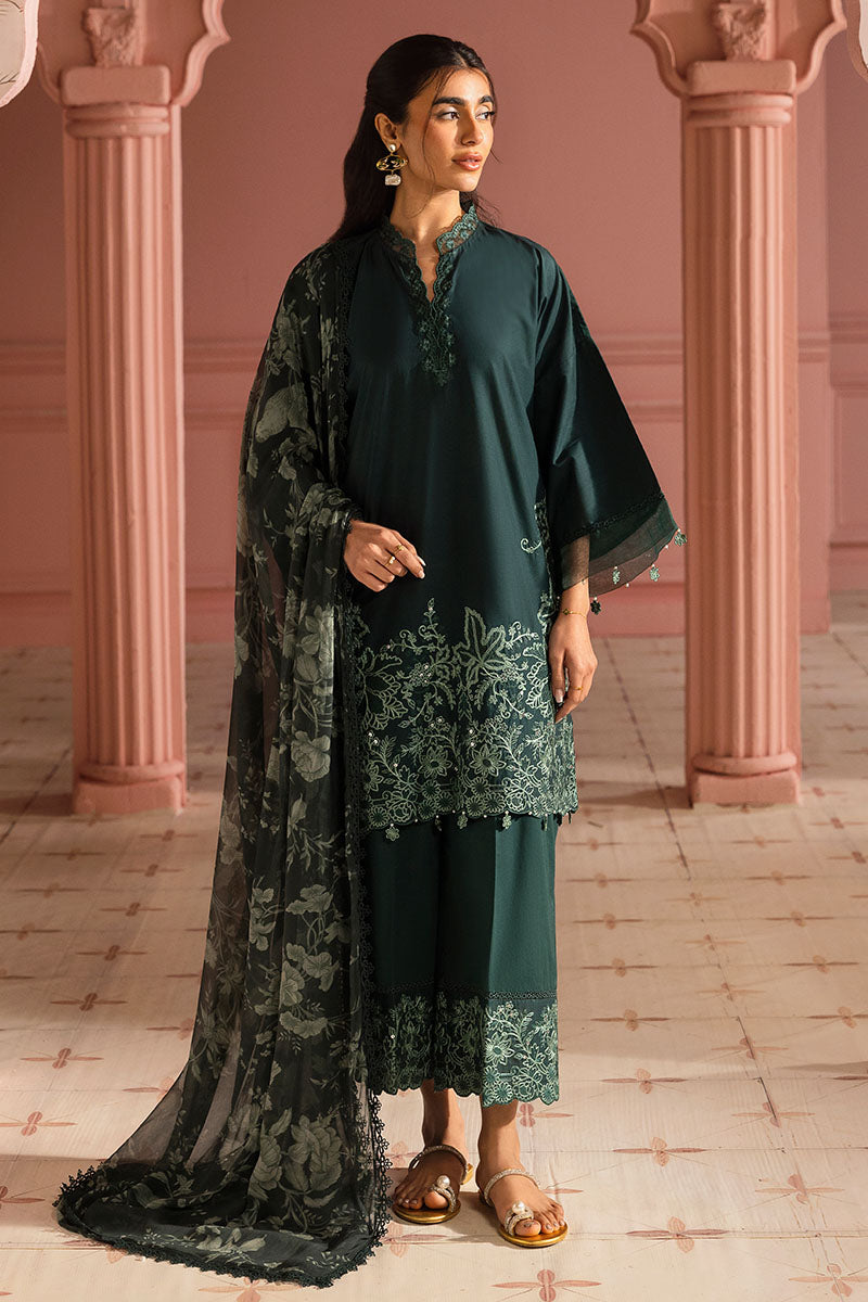 Cross Stitch | Premium Lawn 25 | VIRIDIAN GREEN - Saira Saqlain